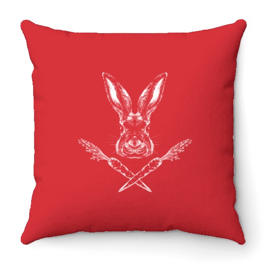 Jolly Roger Easter Funny Bunny Apparel for Egg Throw Pillows