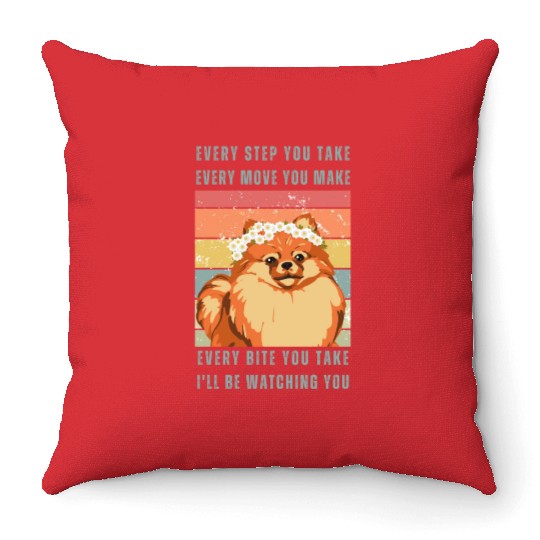 Every Bite You Take - Pomeranian Throw Pillows