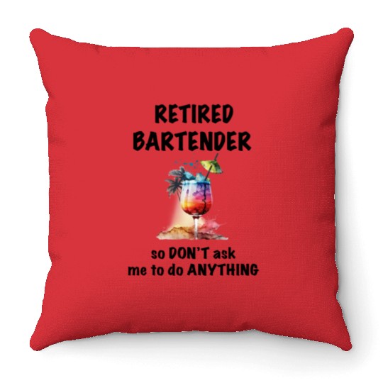 Retired Bartender Vacation Tropical Cocktail Throw Pillows