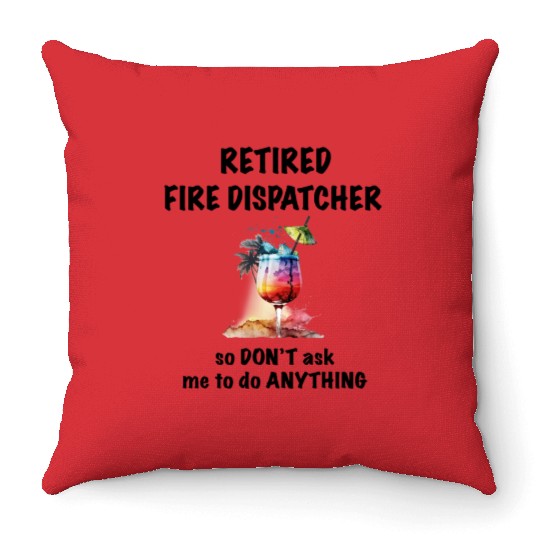 Retired Fire Dispatcher Vacation Tropical Cocktail Throw Pillows