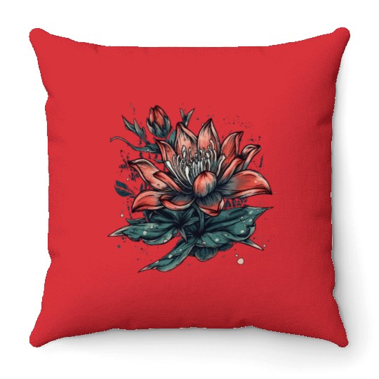 Japanese Spider Lily Soft Anime Aesthetic Flower Throw Pillows