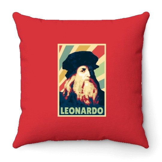 Leonardo Da Vinci Vintage Colors Throw Pillows