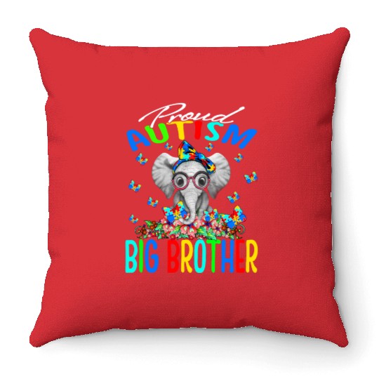 Proud Autism Big Brother Elephant Throw Pillows