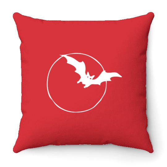 Bat & Moon White Throw Pillows