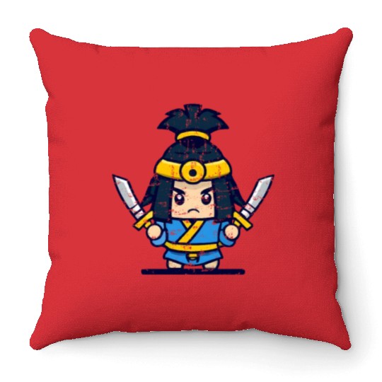 Samurai Japan Japanese fighter Throw Pillows