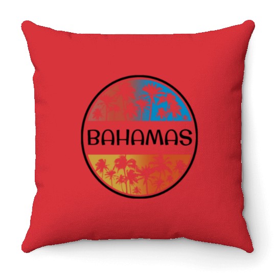 Bahamas Palm Tree Stylish Vacation Souvenir Throw Pillows