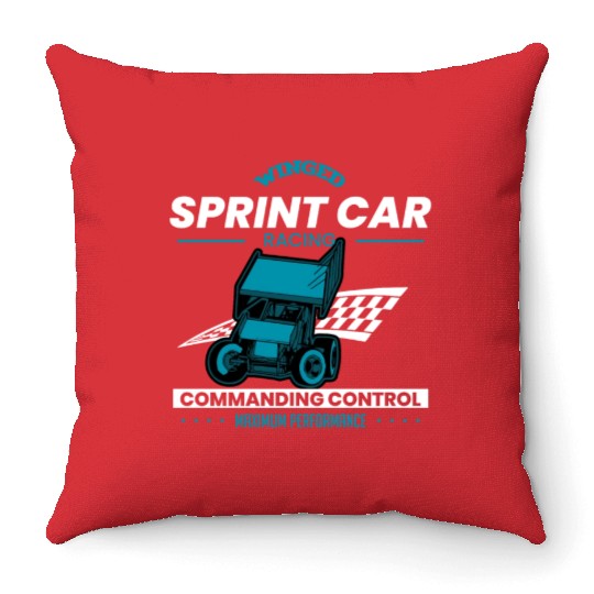 Sprint Car Racing, sprint car, dirt track racers Throw Pillows