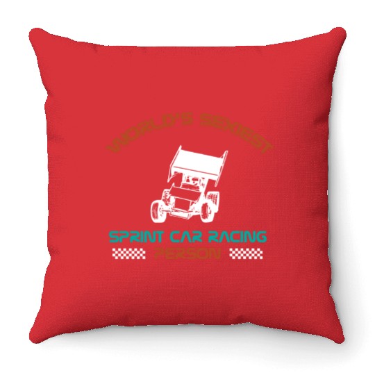 Sprint Car Racing, sprint car, dirt track racers Throw Pillows