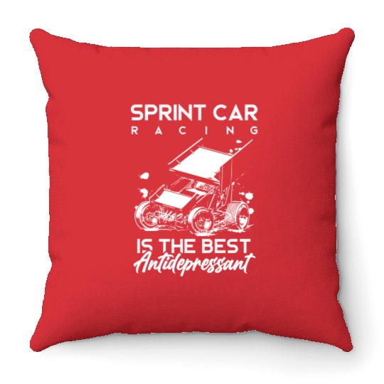Sprint Car Racing, sprint car, dirt track racers Throw Pillows