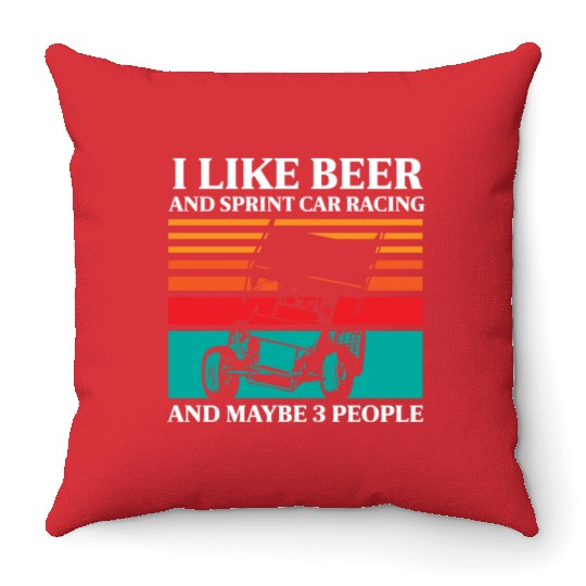 Sprint Car Racing, sprint car, dirt track racers Throw Pillows