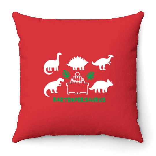 Bartender Saurus Dinosaurs Throw Pillows