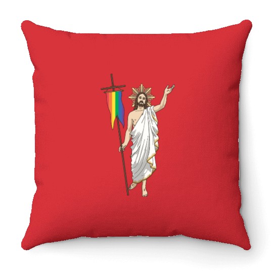 LGBT Jesus Equal Rainbow Christian Throw Pillows