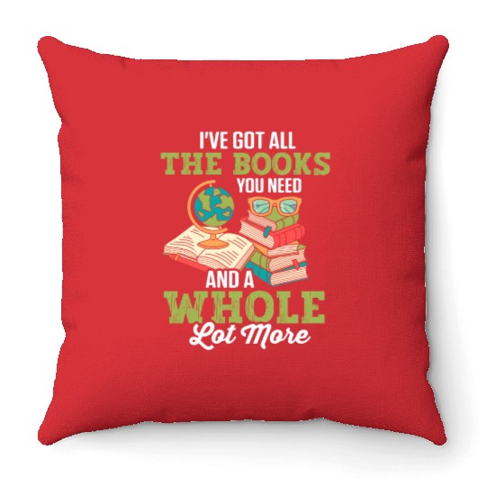 Librarian Bookworm Book Nerd Reading Library Throw Pillows