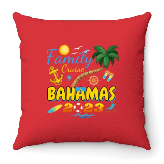 Family Cruise Bahamas 2023 Matching Group Summer Throw Pillows