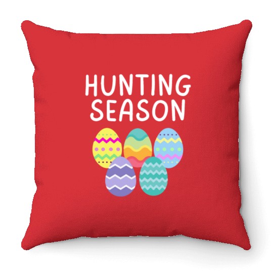 Hunting Season Eggs Funny Easter Day 2023 Egg Hunt Throw Pillows