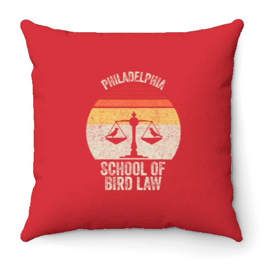 Vintage Retro Philadelphia School Of Bird Law Funn Throw Pillows