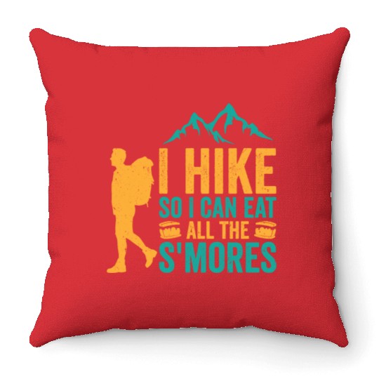 Hiking Camping Mountain Hiker Throw Pillows