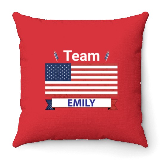Team Emily USA American Flag Stars Throw Pillows