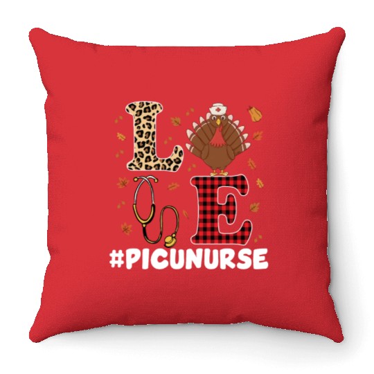 Cute PICU Nurse Thanksgiving Costume Throw Pillows
