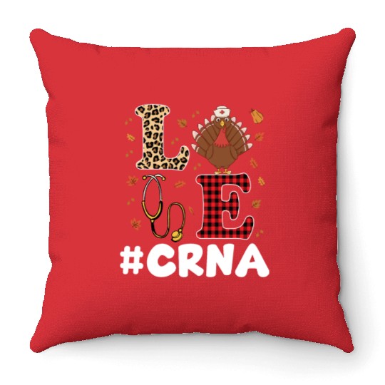Cute CRNA Nurse Anesthesist Thanksgiving Throw Pillows