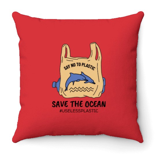 Save The Ocean Dolphins Save The Earth Environment Throw Pillows