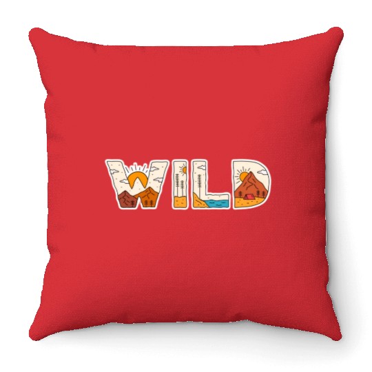 Nature's Wild Words: Embrace the Wilderness Throw Pillows