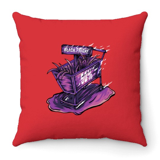 Trolley Black Friday Throw Pillows