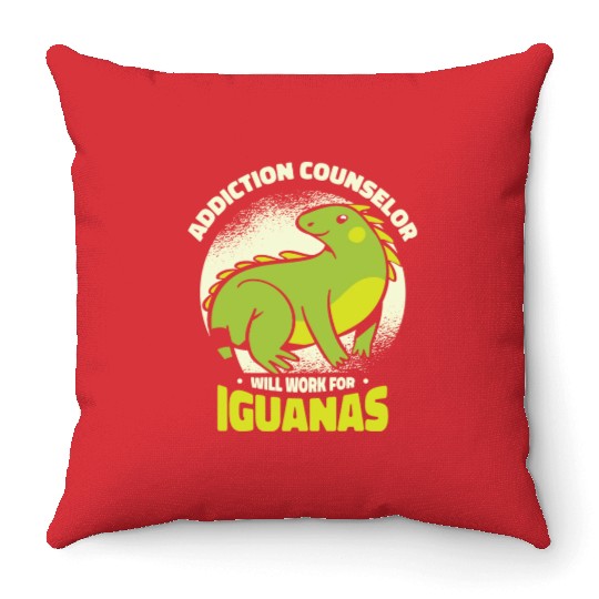 Iguana Lizard Addiction Reptile Iguana Lover Throw Pillows