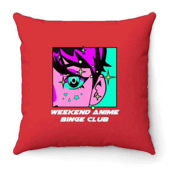 Weekend Anime Binge Club Kawaii Japanese Cute Japa Throw Pillows