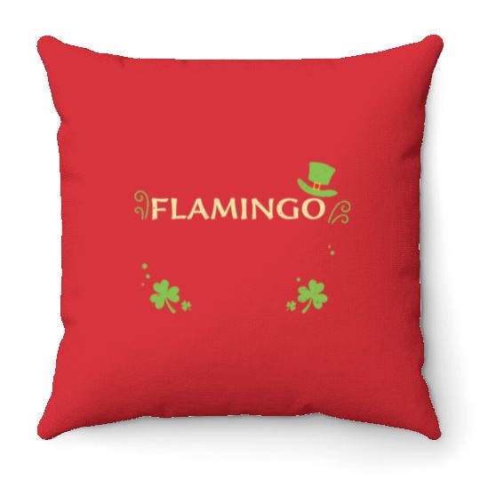 Flamingo - St. Patrick's Day Throw Pillows