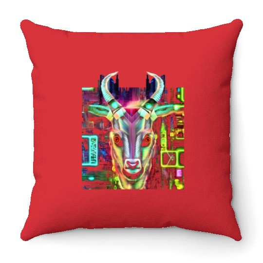 Neon Baphomet Throw Pillows