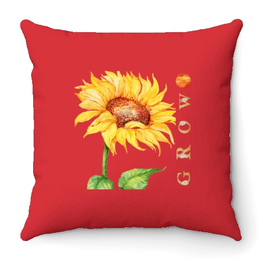 Natural Growth of Sunflower Lovers, Summer Spring Throw Pillows