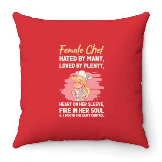 Female Chef Cooking Meals Food Lover Throw Pillows