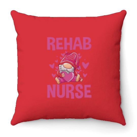 Cute Rehab Nurse Gnome Design Physical Therapy Throw Pillows