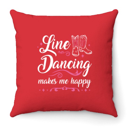 Line Dancing Makes Me Happy Country Music Western Throw Pillows