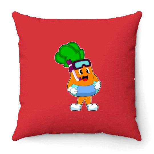 Carrot Swimming Lifebuoy Throw Pillows