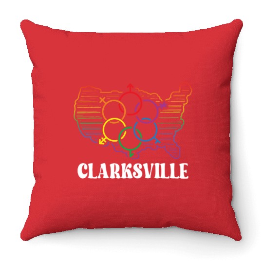 Clarksville Pride Month Pride Flag LGBT Community Throw Pillows