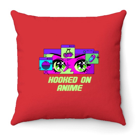 Hooked on Anime Japanese Kawaii Japan Cute Anime L Throw Pillows