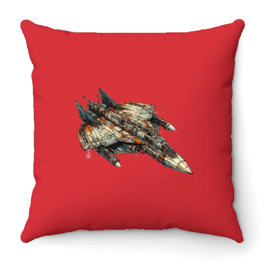Sci fi FIghter jet Throw Pillows