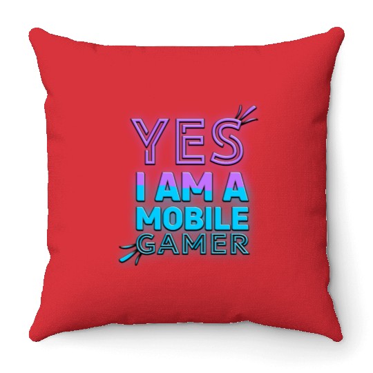 'Yes, I am a Mobile Gamer' - (Blue/Purple) Design Throw Pillows
