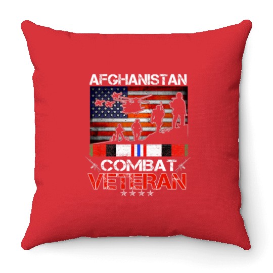 afghanistan combat veteran us veteran military Throw Pillows