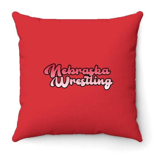 Nebraska Wrestling (State Colors) Throw Pillows