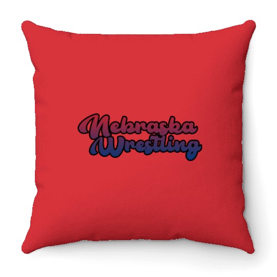 Nebraska Wrestling (USA Colors) Throw Pillows