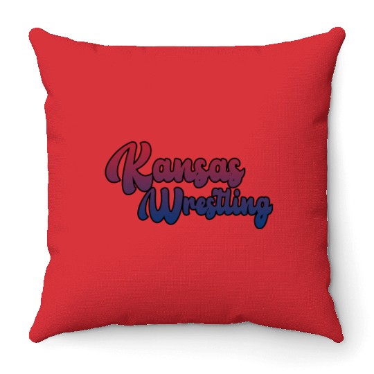 Kansas Wrestling (USA Colors) Throw Pillows