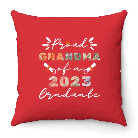 Proud Grandma Of A 2023 Graduate Family Graduation Throw Pillows