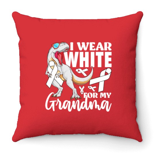 I Wear White For My Grandma Lung Cancer Awareness Throw Pillows