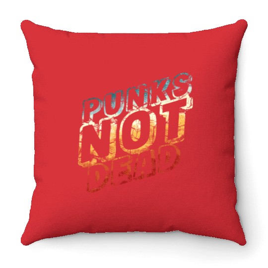 punks not dead - retro punk rock Throw Pillows