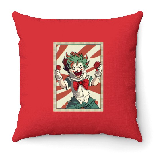 Happy joker card Throw Pillows