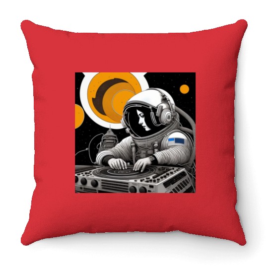 Intricate detailed artwork of astronauts using Throw Pillows