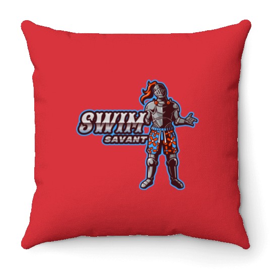 Swim Savant | Knight With Swim Trunks Throw Pillows